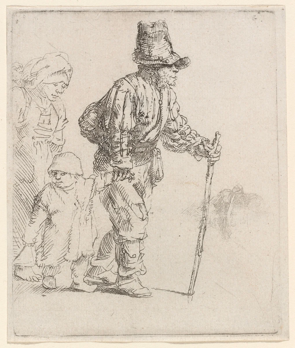 Peasant Family on the Tramp by Rembrandt van Rijn, print, 1652