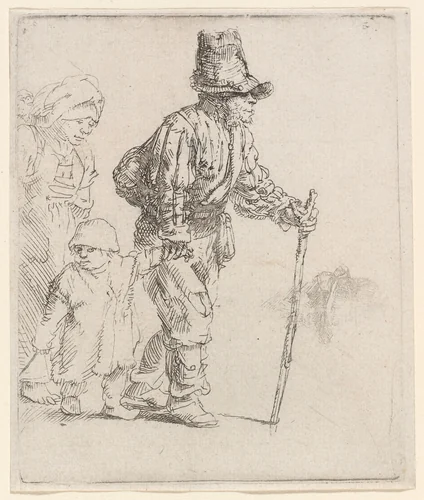 Peasant Family on the Tramp by Rembrandt van Rijn, print, 1652