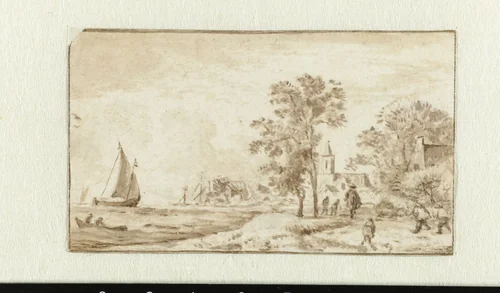Landschap by Allaert van Everdingen, drawing, 1631-1675