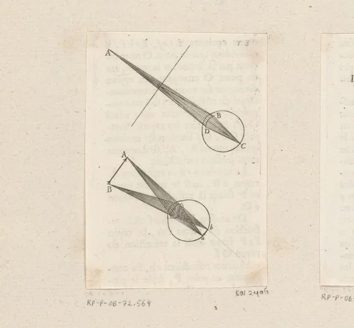 Oogbol kijkend uit ruit en kijkend naar pijl by Sébastien Leclerc, print, 1679