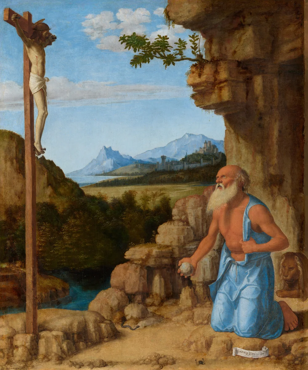Saint Jerome in the Wilderness by Cima da Conegliano, painting, 1500-1505