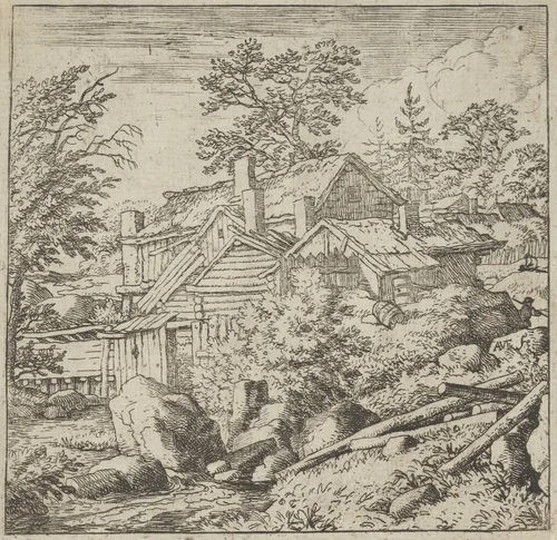 The Hamlet on the Mountainside by Allart van Everdingen, print, 1621-1675