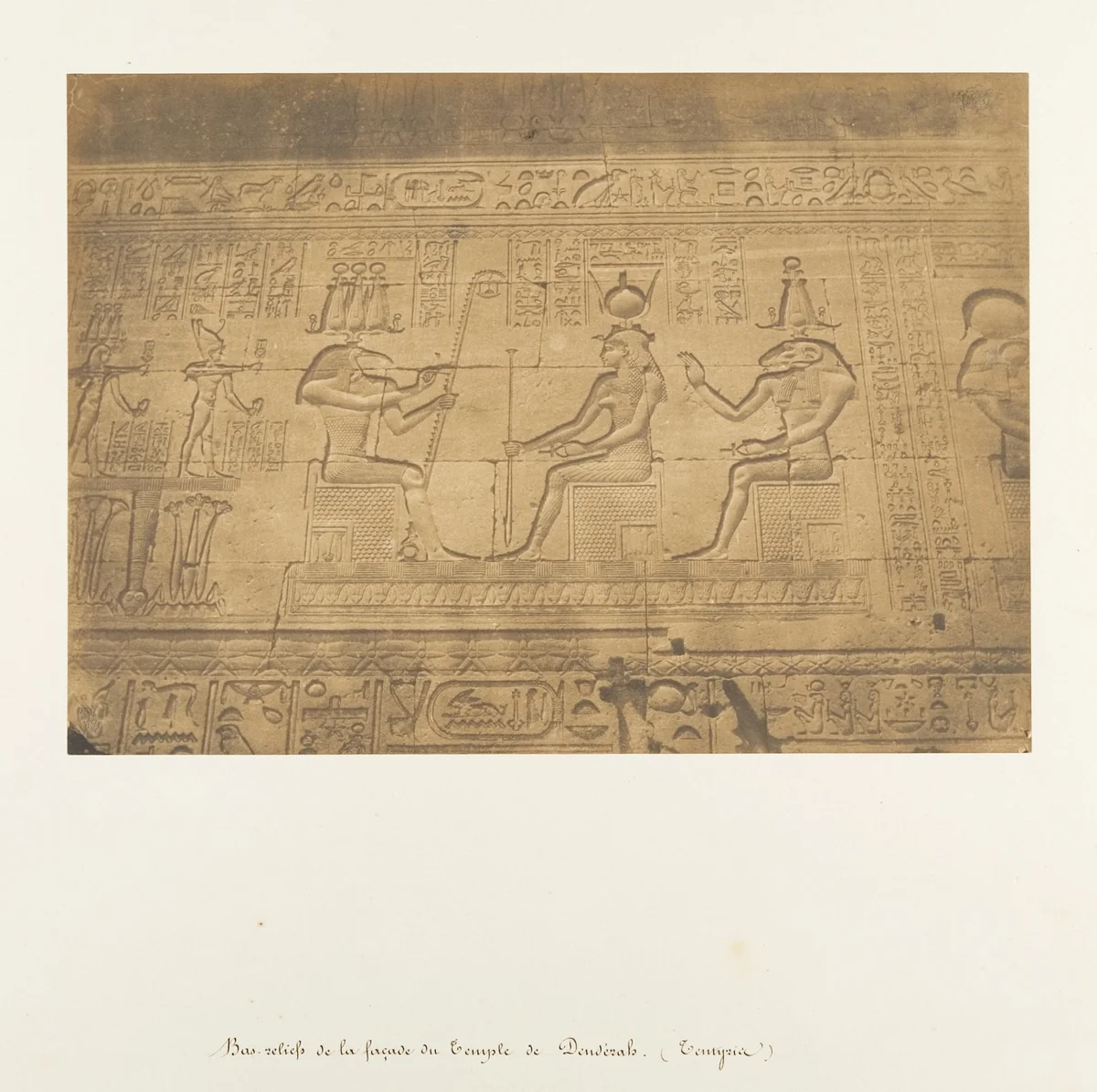 Bas-reliefs de la façade du Temple de Dendérah (Tentyris) by Maxime Du Camp, photograph, 1849-1850