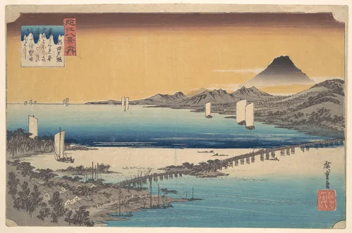 Long Bridge of Seta by Utagawa Hiroshige (歌川広重), print, 1797-1858