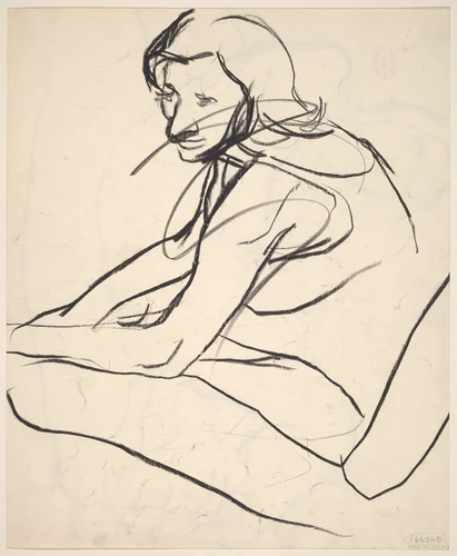 Untitled [side view of seated woman] [verso] by Richard Diebenkorn, drawing, 1955-1967