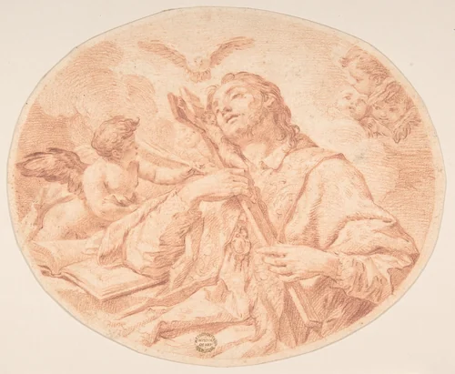 Male Saint in Ecstasy by anonymous, drawing, 1600-1700