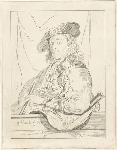 Man bij borstwering by Cornelis Ploos van Amstel, print, 1773-1774