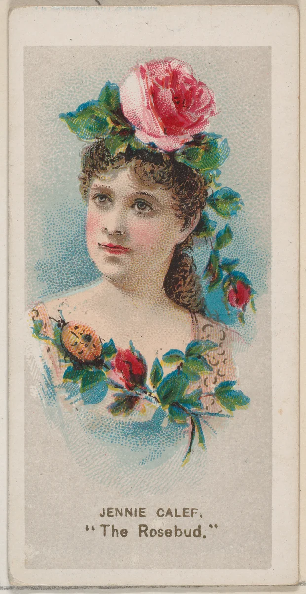 Jennie Calef as "The Rosebud," from the series Fancy Dress Ball Costumes (N73) for Duke brand cigarettes by W. Duke, Sons & Co., print, 1889