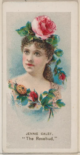 Jennie Calef as "The Rosebud," from the series Fancy Dress Ball Costumes (N73) for Duke brand cigarettes by W. Duke, Sons & Co., print, 1889