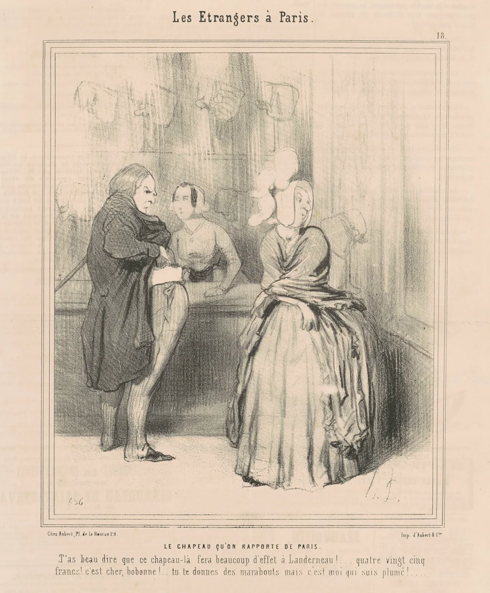Le chapeau qu'on rapporte de Paris by Honoré Daumier, print, 1844