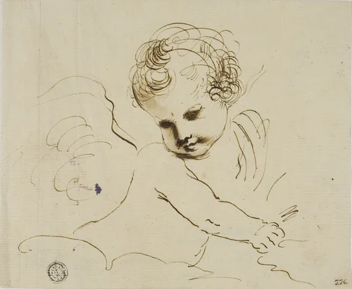 Putto in the Clouds by Guercino, drawing, 1611-1799