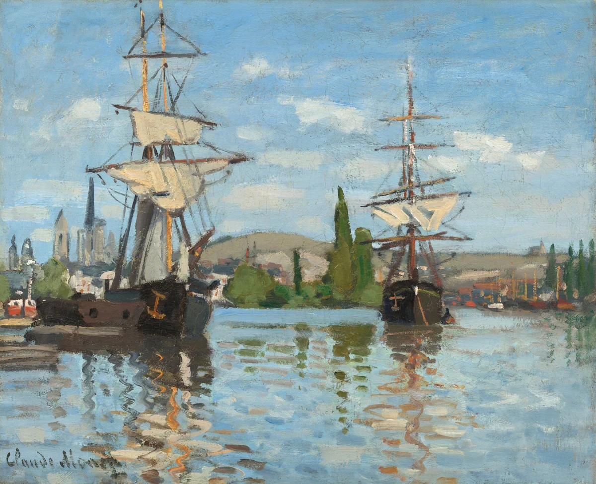 Ships Riding on the Seine at Rouen by Claude Monet, painting, 1872-1873