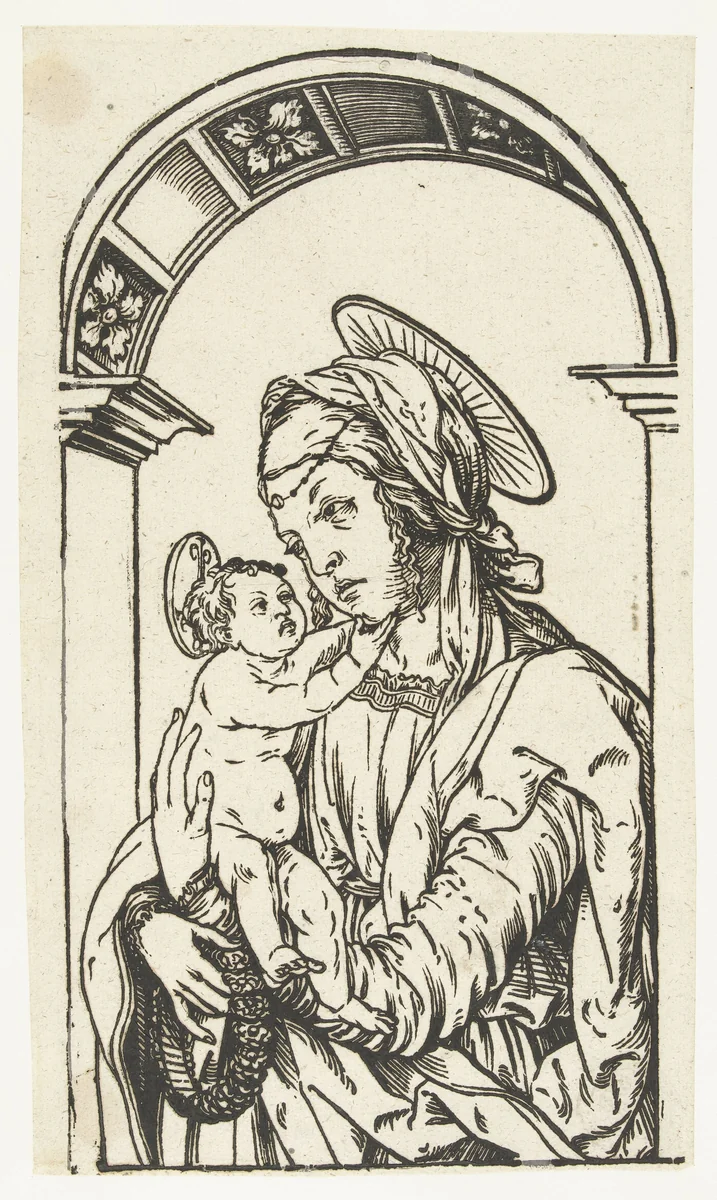 Maria met kind onder een boog by Hans Burgkmair, print, 1508