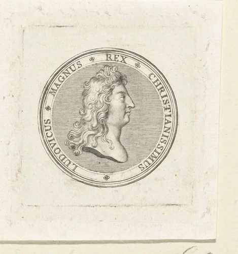 Penning met buste van Lodewijk XIV by Gerard Edelinck, print, 1702