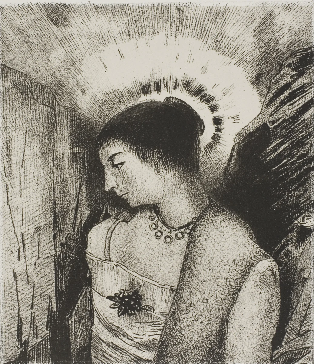 Here is the Good Goddess, the Idaean Mother of the Mountains, plate 15 of 24 by Odilon Redon, print, 1896