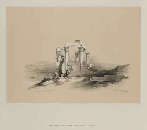 Egypt and Nubia, Volume II: Ruins of the Temple of Kardeseh, Nubia by Louis Haghe, print, 1848