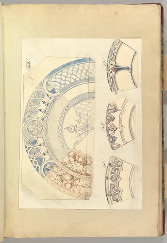 Six Designs for Decorated Plates by Alfred Forrester, drawing, 1845-1855