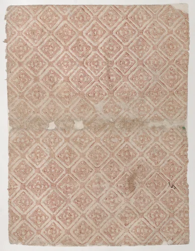 Book cover with overall pattern of diamonds with rosettes by anonymous, print, 1800-1900