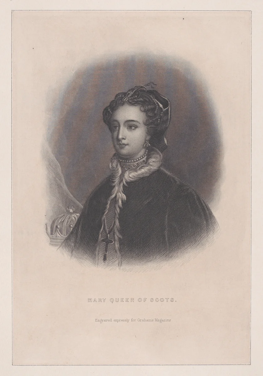 Mary, Queen of Scots (frontispiece, from "Graham's Magazine," volume 46, number 4) by Thomas William Hunt, print, 1855