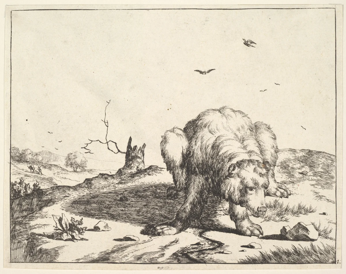 Plate from "The Set of The Bears" by Marcus de Bye, print, 1659-1669