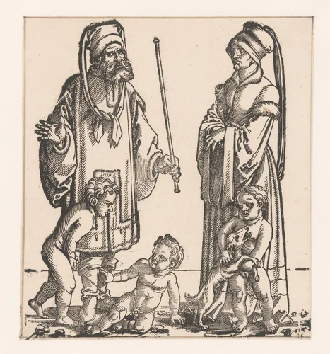 Enos met zijn vrouw en kinderen by anonymous, print, 1530