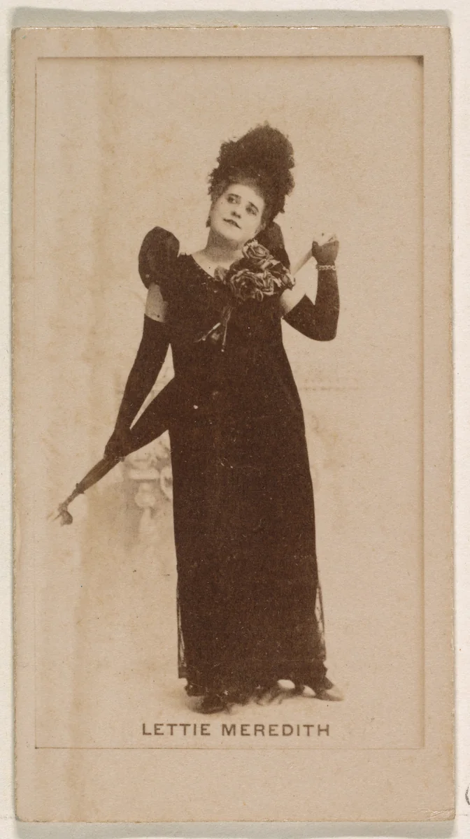 Lettie Meredith, from the Actresses series (N245) issued by Kinney Brothers to promote Sweet Caporal Cigarettes by Kinney Brothers Tobacco Company, photograph, 1890