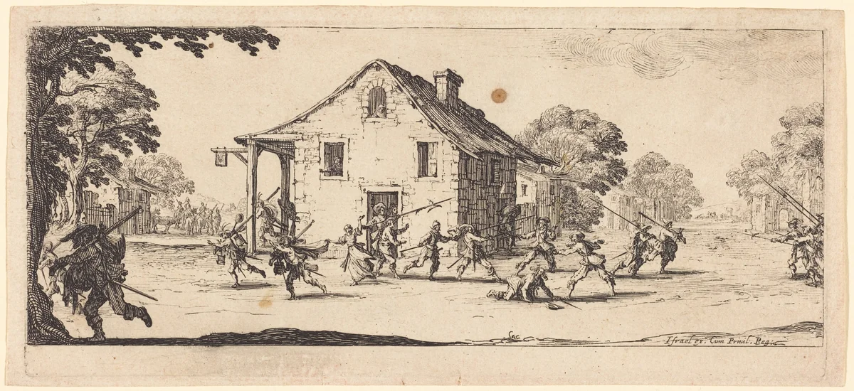 Scene of Pillage by Jacques Callot, print, 1633