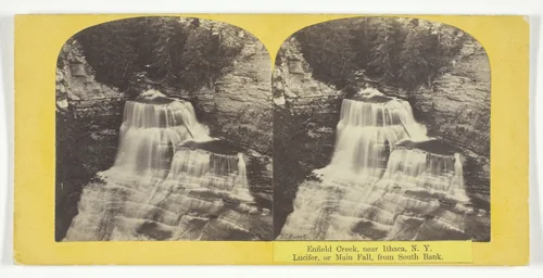 Enfield Creek, near Ithaca, N.Y. Lucifer, or Main Fall, from South Bank by J. C. Burritt, photograph, 1860-1865