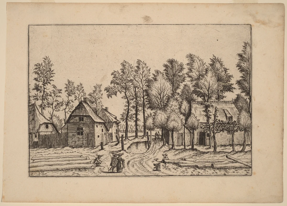 Village Street by Johannes van Doetechum; Lucas van Doetechum; Master of the Small Landscapes, print, 1676