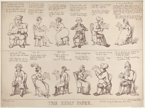 The News Paper by Thomas Rowlandson, print, 1808