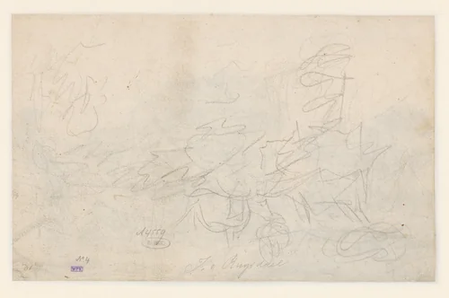 Figure with a Cow or Horse in a Landscape by Jacob Isaacksz van Ruisdael, drawing, 1660-1665