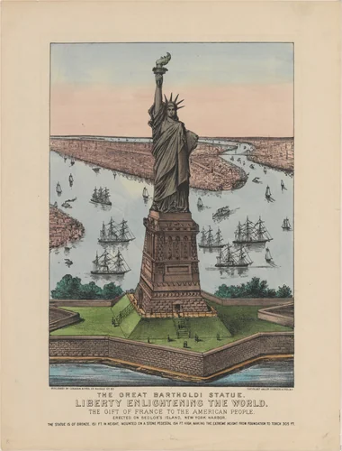 The Great Bartholdi Statue – Liberty Enlightening the World by Currier & Ives, drawing, 1885