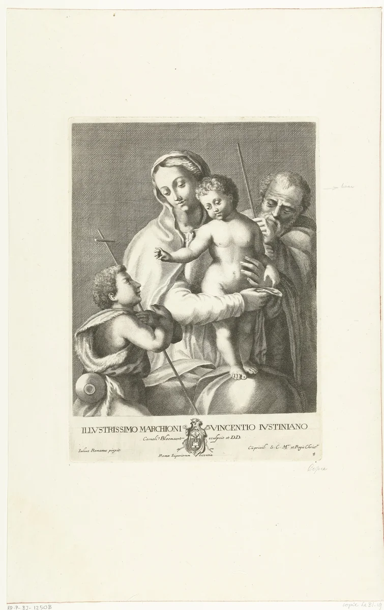 Zittende Madonna en Johannes de Doper by anonymous, print, 1636-1637