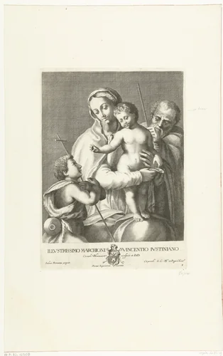 Zittende Madonna en Johannes de Doper by anonymous, print, 1636-1637