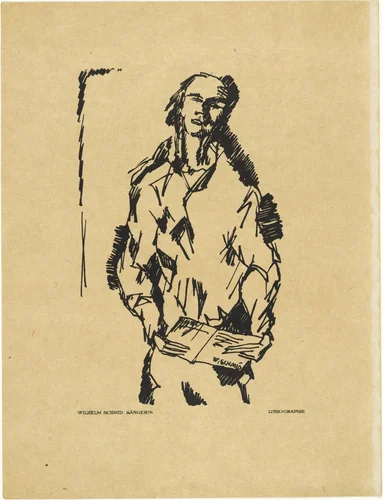 Singer (Sängerin) (plate, preceding p. 65) from the periodical Das Kunstblatt, vol. 1, no. 3 (Mar 1917) by Wilhelm Schmid, print, 1917