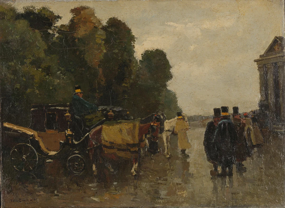 Carriages and Waiting Coachmen by Willem de Zwart, painting, 1890-1894
