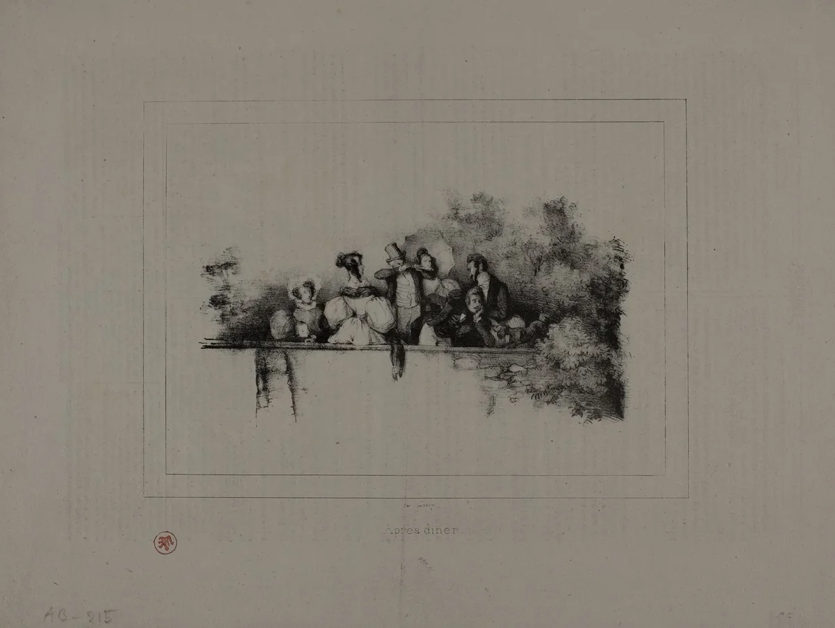 After Dinner by Paul Gavarni, print, 1843