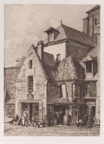 The Old Market at Fecamp by Jules Ferdinand Jacquemart, print, 1860-1870
