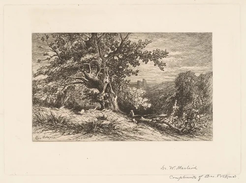 Landscape with Fallen Tree by Charles Volkmar, print, 1875