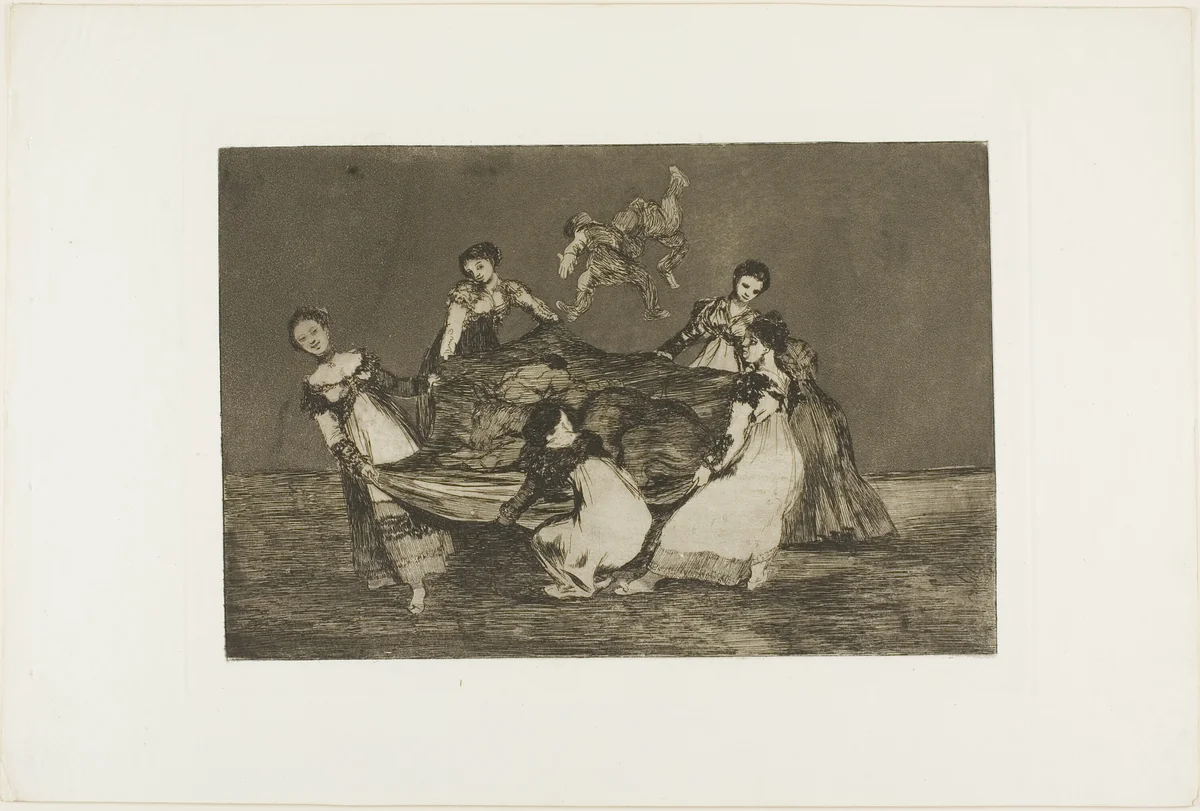 Heavier than a dead donkey, plate one from Los Proverbios by Francisco José de Goya, print, 1815-1824