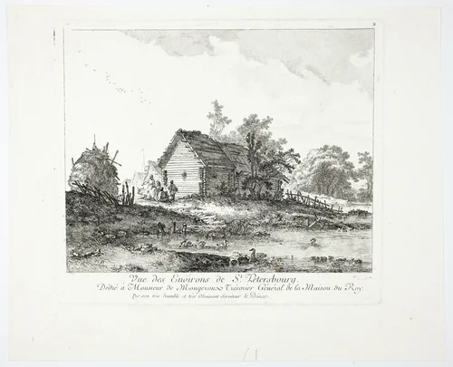 View near St. Petersburg by Jean Baptiste Le Prince, print, 1754-1781