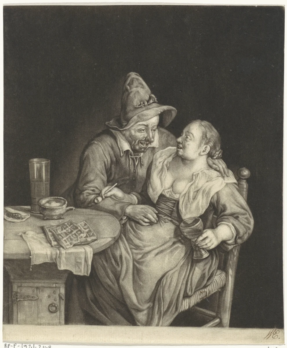 Liefdespaar by Cornelis Dusart, print, 1670-1704