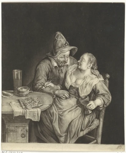 Liefdespaar by Cornelis Dusart, print, 1670-1704