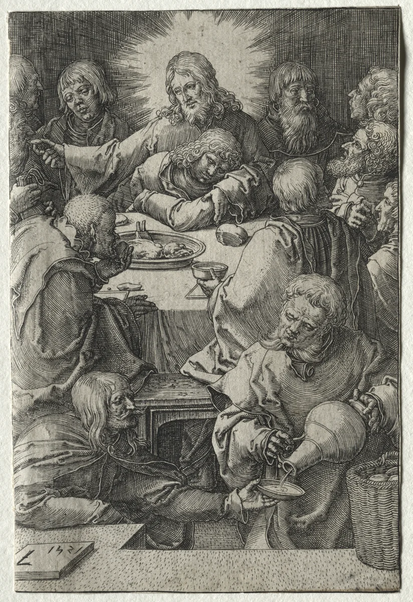 The Passion: The Last Supper by Lucas van Leyden, print, 1521