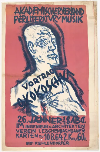 Self-Portrait, Hand on Chest (Selbstbildnis, Hand auf der Brust) by Oskar Kokoschka, design, 1911