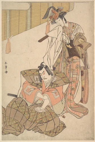 The Third Ichikawa Yaozo and Mimasu Tokujiro by Katsukawa Shunshô (勝川春章), print, 1785