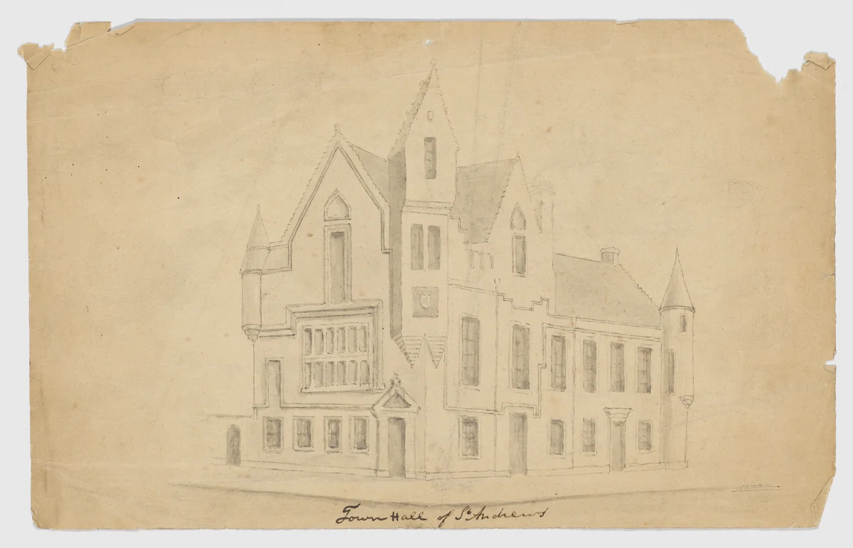 St. Andrews Town Hall by Sir Charles Barry, drawing, 1810-1860