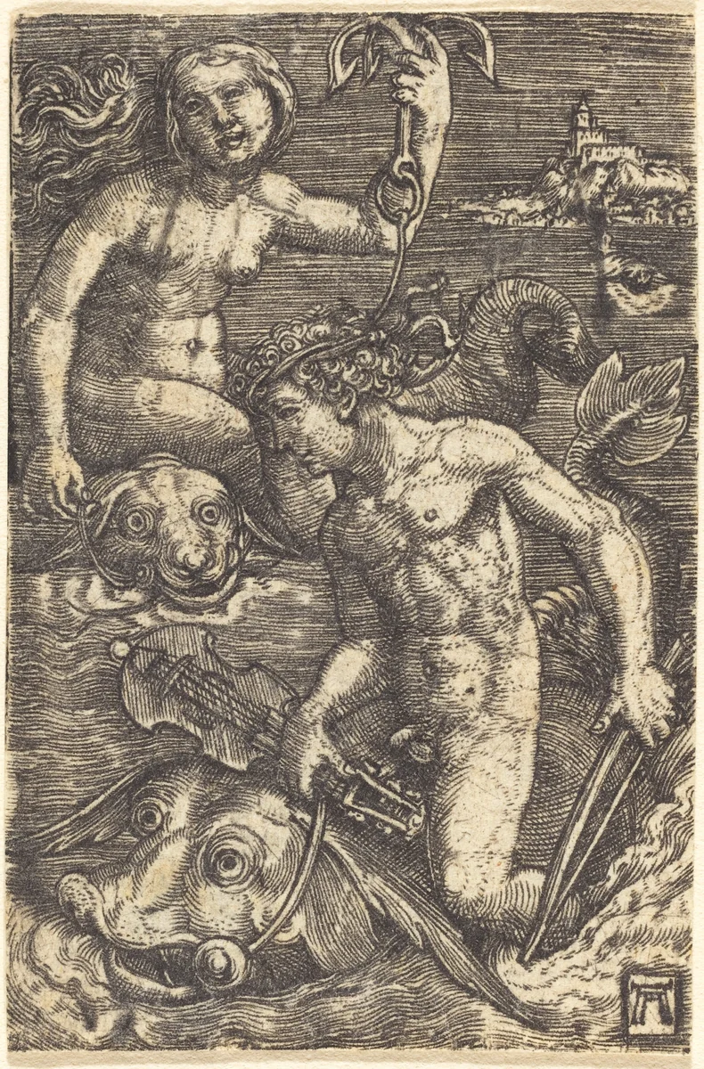 Arion and a Nereid by Albrecht Altdorfer, print, 1520-1525