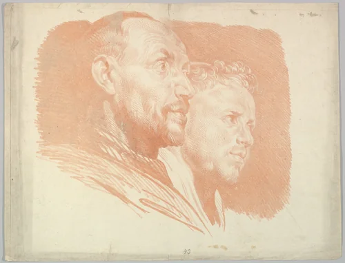Two Male Heads in Profile to Right by Jakob Matthias Schmutzer, drawing, 1765-1810