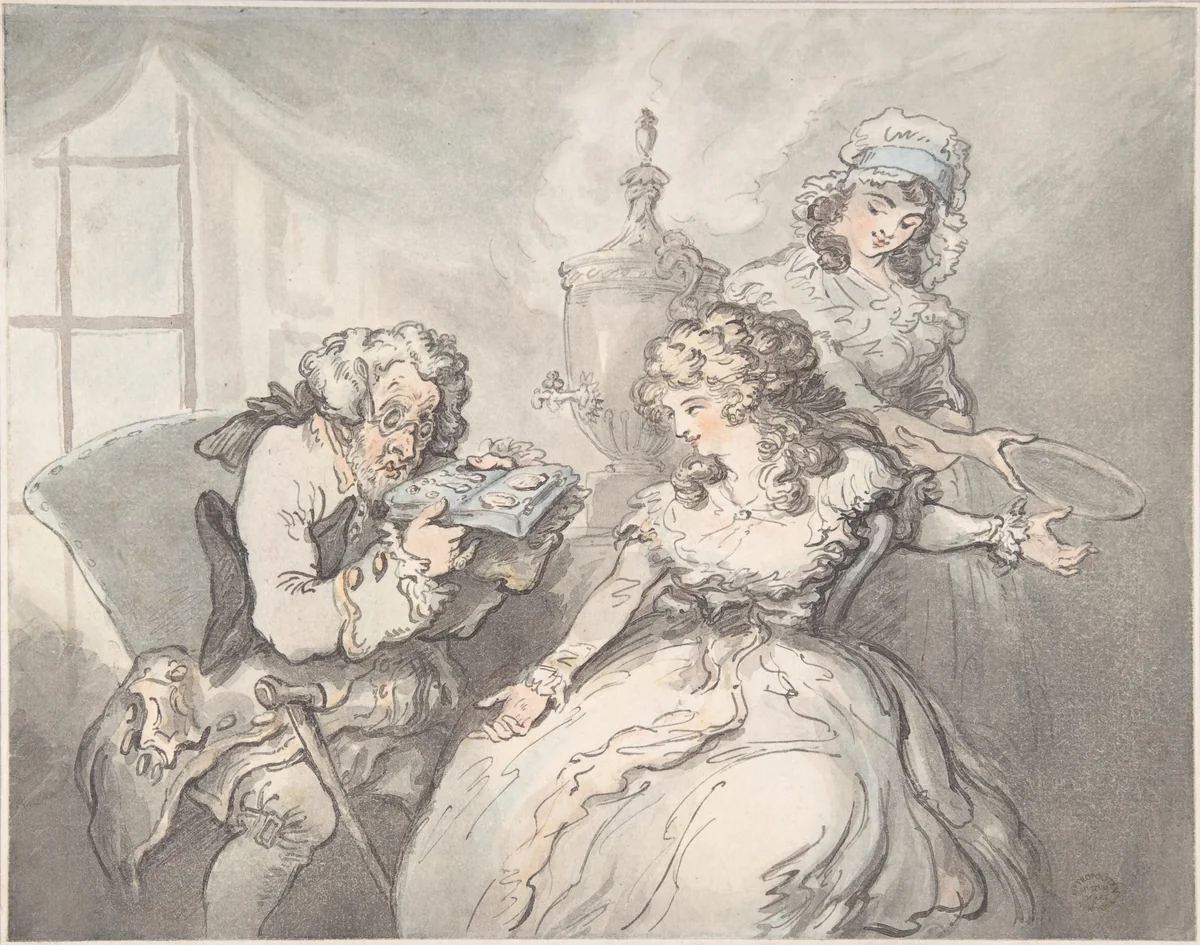 The Connoisseur by Thomas Rowlandson, drawing, 1780-1800
